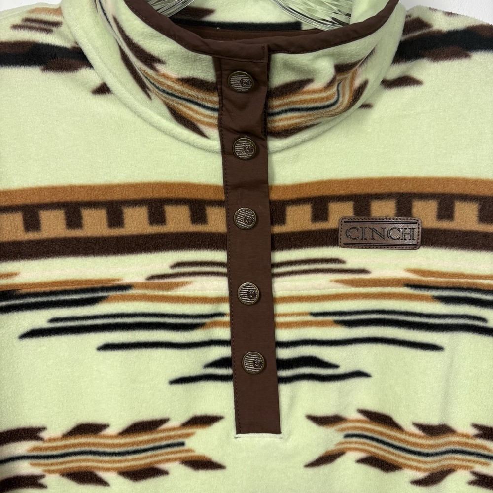 Cinch Womens Southwestern Fleece Pullover Size S Mint Green Brown Aztec Pattern - Picture 5 of 11